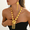 Alloy Round Flower Tassels Earrings & Necklaces Sets for Women KM2435-3