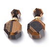 Faceted Natural Tiger Eye Openable Perfume Bottle Pendants G-I287-06G-F-1