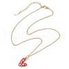 5Pcs 5 Styles Valentine's Day Heart Alloy Red Enamel Pendant Necklaces NJEW-JN05138-5