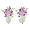 Handmade Glass Seed Beads Natural Quartz Crystal Stud Earrings EJEW-MZ00449-01-2