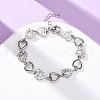 Brass Micro Pave Clear Cubic Zirconia Link Bracelets for Women BJEW-D342-03P-2