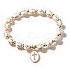 Oval with Cross Pattern Alloy Charm Bracelets FS-WG67826-01-5
