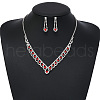 Teardrop Alloy Rhinestone Pendant Necklaces & Stud Earrings Sets FS-WG31B3E-02-2