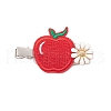 Embroidery Cloth Alloy and Plastic Apple Alligator Hair Clips PHAR-JH00128-4