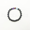 Round Natural Lava Rock Beaded Elastic Bracelets IS1463-2-1