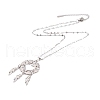 Non-Tarnish Woven Net/Web with Feather 304 Stainless Steel Boho Pendant Necklaces for Women NJEW-G087-01P-3