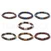 7Pcs 7 Color Dyed Natural Lava Rock & Coconut Disc Beaded Stretch Bracelets Set BJEW-JB09827-1