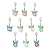 Plumeria Polymer Clay & Glass Seed Beaded Pendant Decorations HJEW-MZ00221-1