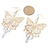 Natural Quartz Crystal & Iron & Brass Dangle Earrings EJEW-TA00588-3