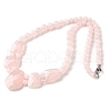Natural Rose Quartz Faceted Bib Graduated Beaded Necklaces for Women NJEW-B128-01M-4