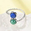 Natural Malachite & Lapis Lazuli Finger Rings RJEW-A068-03P-01-2