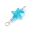 Gradient Color Baking Paint Transparent Glass & Seed Beaded Starfish Connector Charms PALLOY-JF03848-5