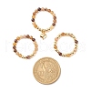 3Pcs 3 Style Natural Gemstone & Brass Beaded Finger Rings with 304 Stainless Steel Heart Charms for Women RJEW-JR00470-6