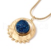 Natural Quartz Flat Round Pendant Necklace with 304 Stainless Steel Snake Chain NJEW-K244-03G-2