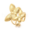 Butterfly 304 Stainless Steel Open Cuff Rings for Women RJEW-S415-05G-2