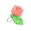 Flower Shape Synthetic Shell Charms PALLOY-JF03863-04-4