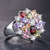 Cubic Zirconia Flower Finger Ring PW-WG24646-02-1