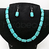 Rectangle Synthetic Turquoise Beaded Necklaces & Beaded Bracelets & Dangle Earrings Sets FS-WG10203-01-4