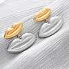 Two Tone Lip 304 Stainless Steel Dangle Stud Earrings EJEW-Z109-02GP-2
