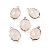 Natural Rose Quartz Faceted Oval Connector Charms G-H323-02G-13-1
