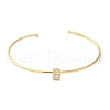 Rack Plating Brass Micro Pave Clear Cubic Zirconia Letter Open Cuff Bangles BJEW-A018-01G-B-2