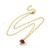 Brass FireBrick Enamel Pendant Necklaces for Women NJEW-K381-08A-G-4
