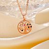 Exquisite Brass Pave Colorful Cubic Zirconia Tree of Life Pendant Necklaces for Women AE4666-2