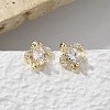 Brass & Clear Cubic Zirconia & Glass Stud Earrings EJEW-Q014-15G-3