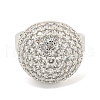 Real Platinum Plated Brass Micro Pave Clear Cubic Zirconia Cuff Rings RJEW-L113-017P-03-2