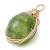 Dyed Natural Malaysia Jade Copper Wire Wrapped Pendants PALLOY-JF02879-4