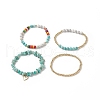 4Pcs 4 Style Natural & Synthetic Mixed Gemstone Chips & Heishi Beaded Stretch Bracelets Set BJEW-JB09922-1