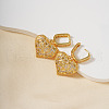 French Style Heart Brass Clear Cubic Zirconia Hoop Earrings OS1413-2-1