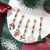 5Pcs 5 Styles Christmas Alloy Enamel Pandant Decorations HJEW-JM01948-2