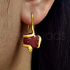 Vintage S925 Sterling Silver Red Agate Snake Dangle Earrings YB9119-6