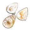 Freshwater Shell with Pearl Adjustable Finger Rings for Girl Women AJEW-Z010-03C-P-1