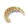 Glass Seed Beads & Resin & Alloy Flower Crescent Moon Connector Charms PALLOY-MZ00603-02-4