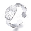 Non-Tarnish 304 Stainless Steel Evil Eye Open Cuff Ring for Women RJEW-N040-27-1
