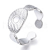 304 Stainless Steel Evil Eye Open Cuff Ring for Women RJEW-N040-27-1