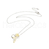 Clear Cubic Zirconia Heart with Rose Pendant Necklace NJEW-F293-01A-G-2