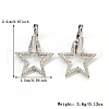 Star Sterling Silver Micro Pave Cubic Zirconia Hoop Earring for Women US7250-2