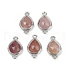 Natural Strawberry Quartz Faceted Connector Charms G-L514-048G-02-1