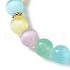 Candy Color 8mm Round Natural Selenite Beaded Stretch Bracelets BJEW-TA00501-4
