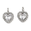 304 Stainless Steel Micro Pave Cubic Zirconia Charms STAS-K302-01F-P-1