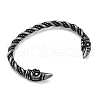 Viking 304 Stainless Steel Twisted Eagle Open Cuff Bangles for Men BJEW-U001-02AS-2