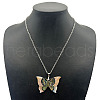 Shiny Alloy Pave Natural Paua Shell Pendant Necklaces TZ0162-3-1