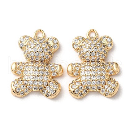 Real 18K Gold Plated Brass Micro Pave Cubic Zirconia Pendants KK-Q779-07G-01-1