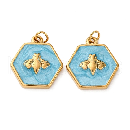304 Stainless Steel Enamel Pendants STAS-U061-37G-C04-1