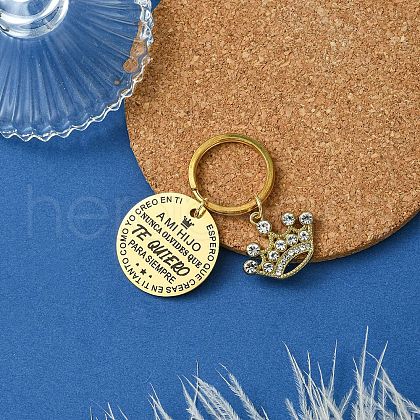201 Stainless Steel & Alloy  Rhinestone Keychain KEYC-YW00103-02-1