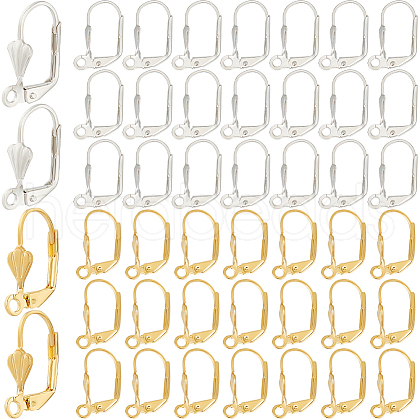 SOFPLATE 200Pcs 2 Colors Brass Leverback Earring Findings KK-SP0001-03-1