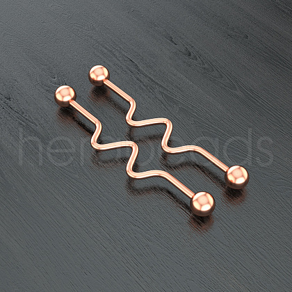 316L Surgical Stainless Steel Wavy Bar Industrial Barbell Cartilage Earrings FS-WG6688D-10-1